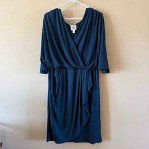 Vintage Suzi Chin for Maggy Boutique Draped Faux Wrap Blouson Dress size 14